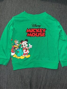 Disney Green Mickey Mouse Holiday Sweatshirt with Characters